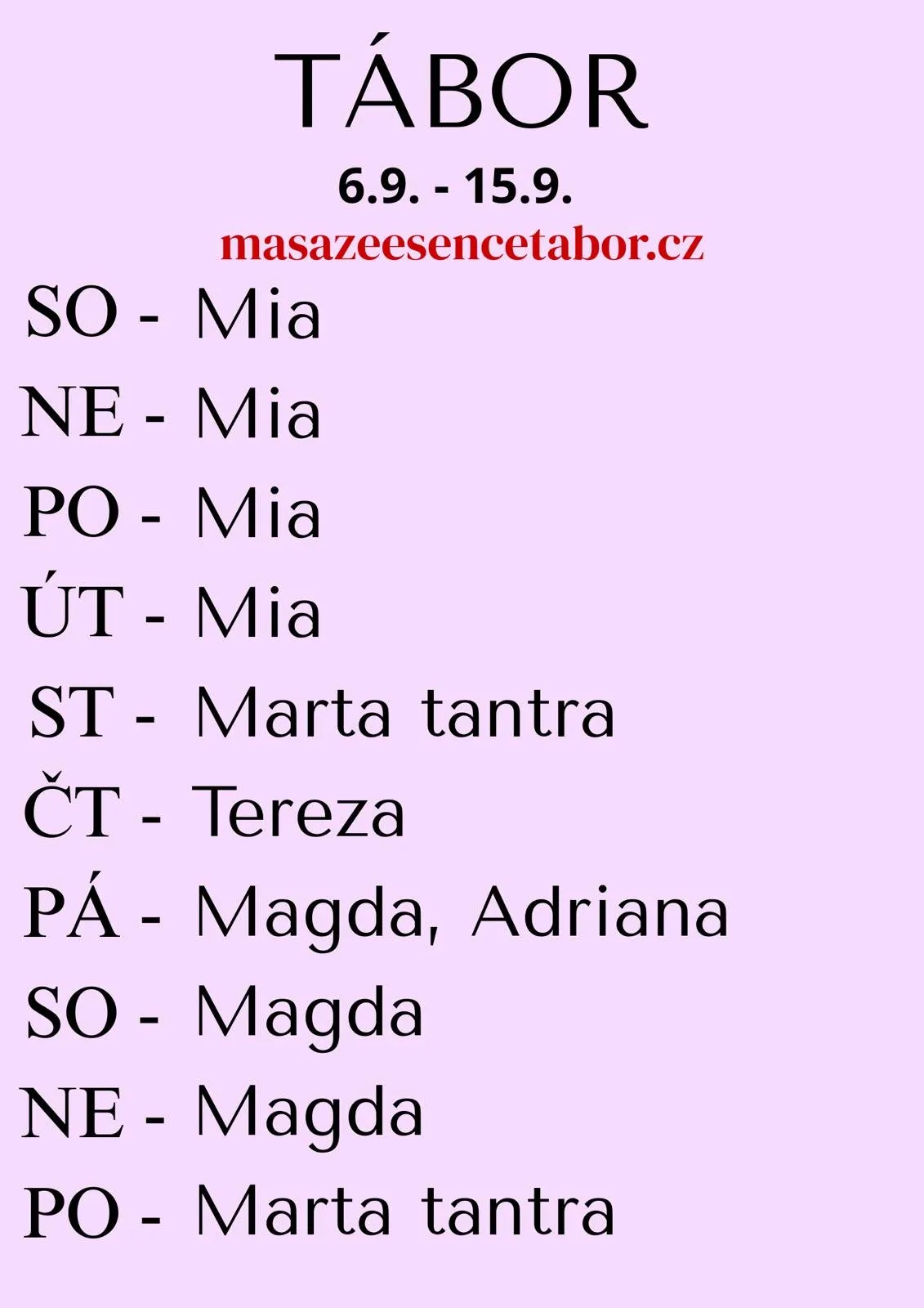 MIA 23h,SO-ÚT,6.-9.9.