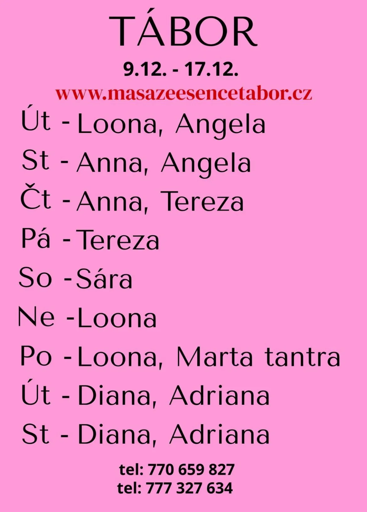 SÁRA JEN SOBOTA 13.12